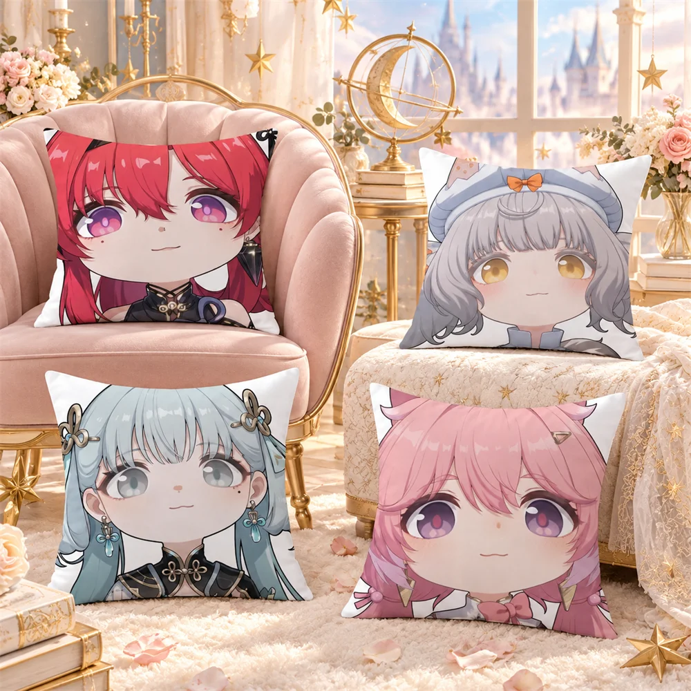 Encore Yinlin Wuthering Waves Cushion Cover Soft Short Plush Pillow Cases Hidden Zipper Cutecore Sofa Bedroom Home Decor Gift