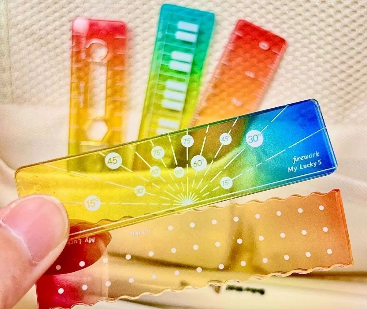 Colorful Cartoon Palm Ruler Mini Straight Ruler Student Journal Pocket Convenient Motorcycle Shell