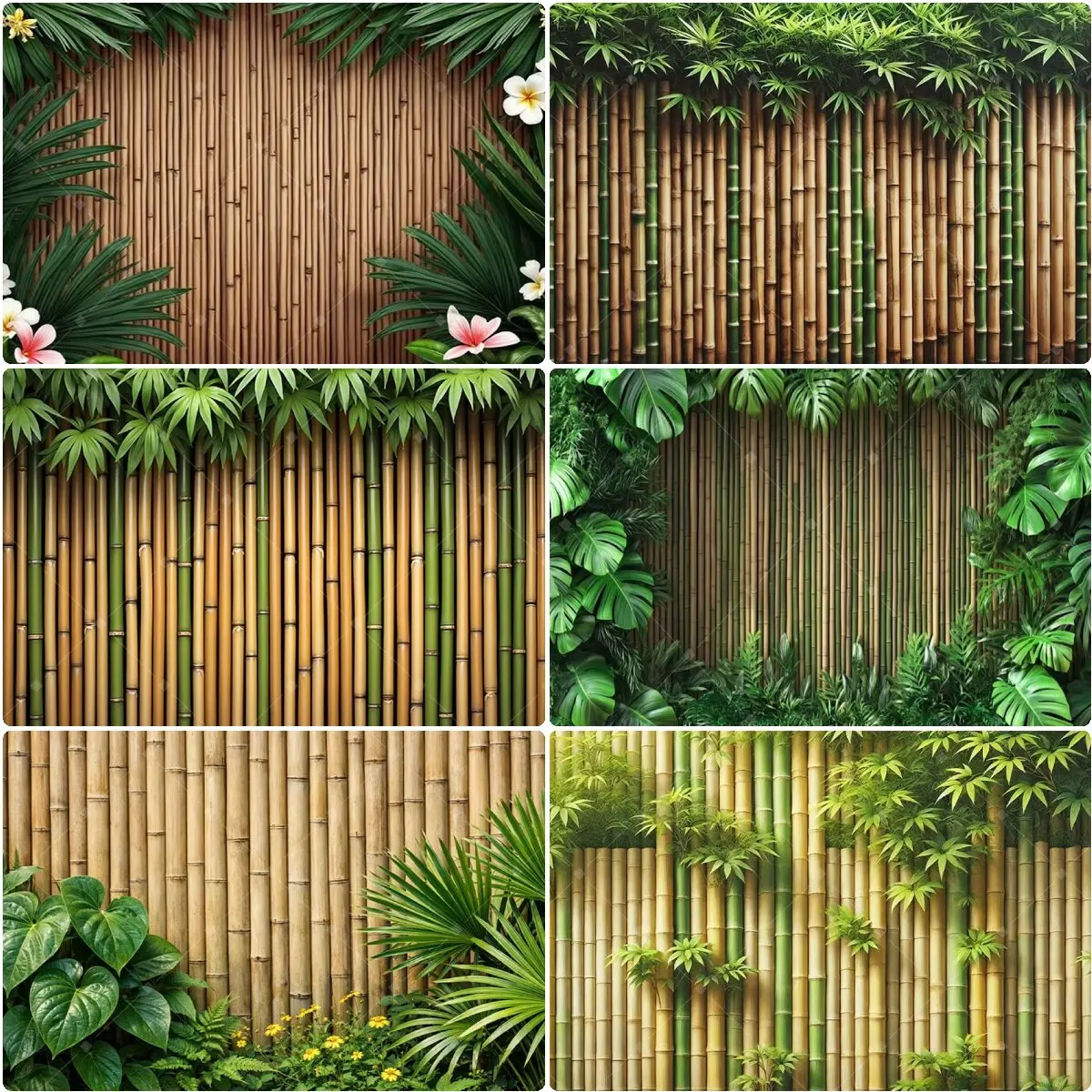 Countryside Tropical Bamboo Jungle Green Leaf Photo Backdrop Hawaiian Luau Party Decor Tiki Bar Bamboo Birthday Wedding Banner
