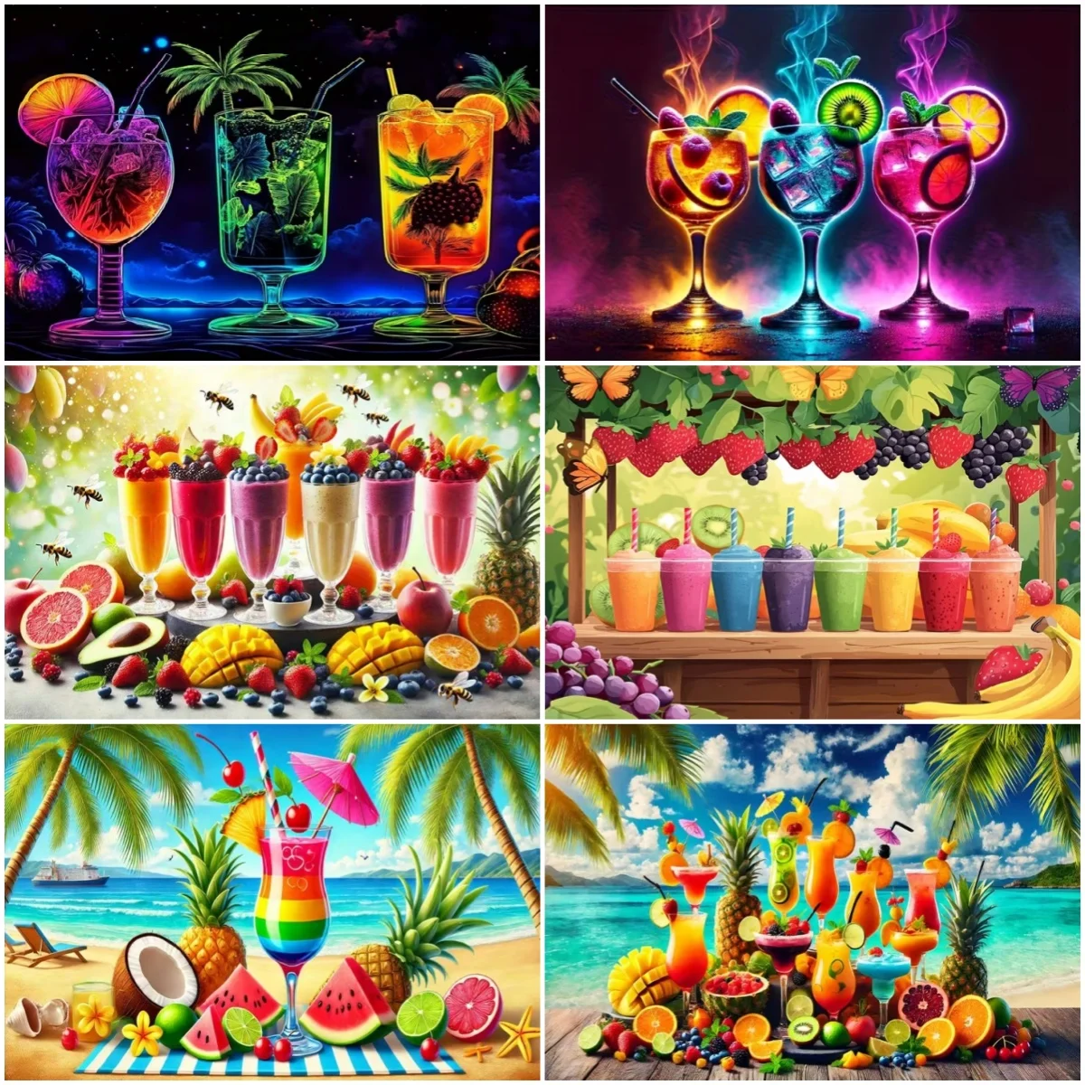 Beach Tiki Bar Colorful Cocktail Background Seaside Pool Drink Party Decoration Backdrop Studio Photography Banner Photo Props