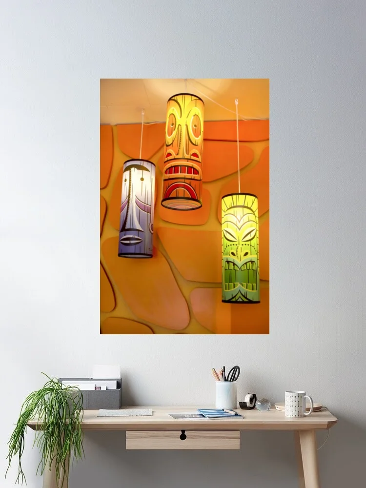 Josh Shag Tiki Pendant Lamp  Canvas POSTER ,Home Decor Wall art painting