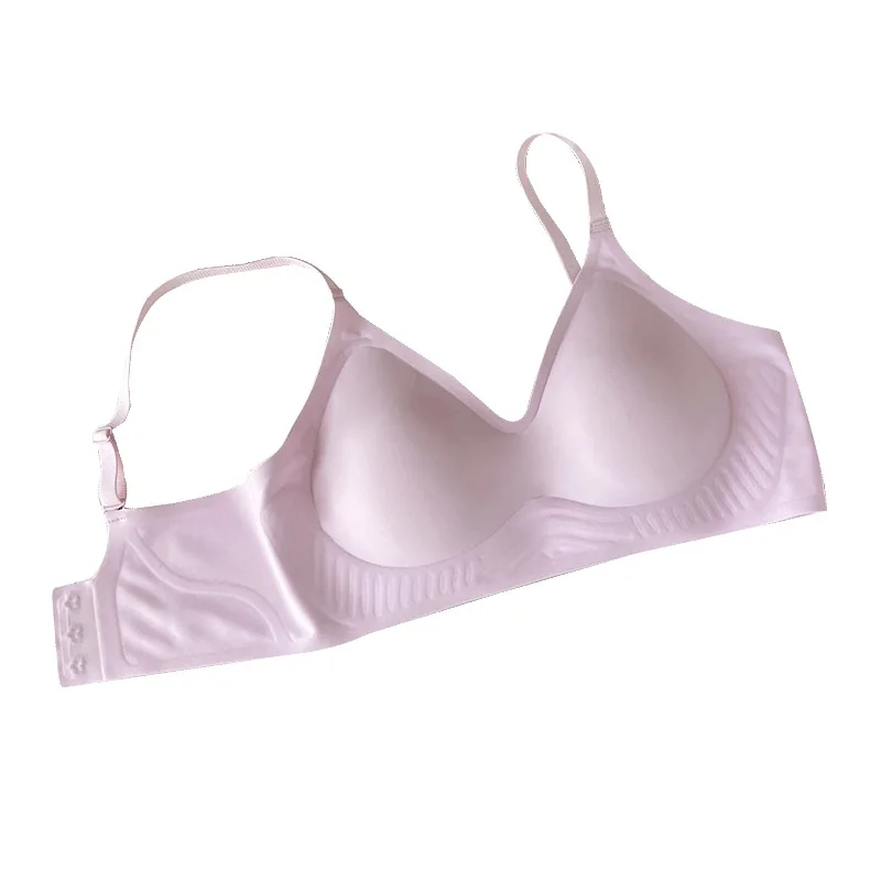 KUCLUT Adjustable Strap Bra Pure Color Jelly Gel Big Breast Looks Small Comfortable Breathable Invisible Underwear for Youth