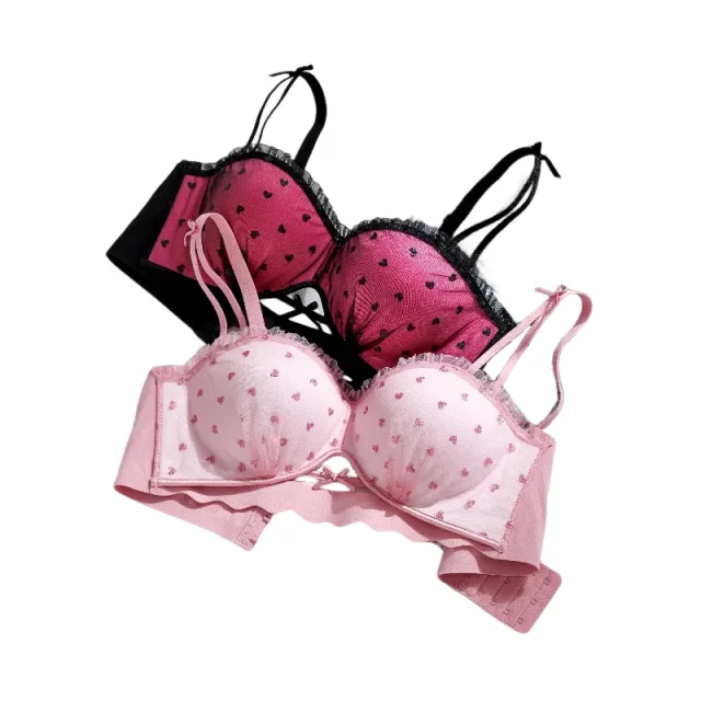 French lace underwear women's small breasts gather to show big bra  new anti-sagging pure desire girl half cup bra 32-38 KUCLUT