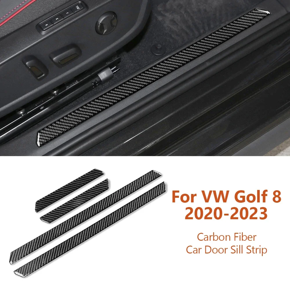For Volkswagen Golf 8 GTI MK8 2021-2023 Carbon Fiber Door Welcome Pedal Panel Strip Car Interior Accessories Decorative Stickers