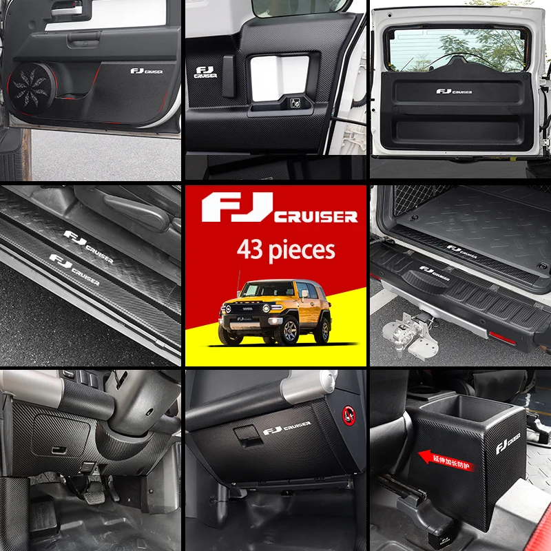 Full Car Protective Pad For Toyota FJ Cruiser Trunk Door Armrest Box Welcome Pedal Sticker Interior Modification Accessories