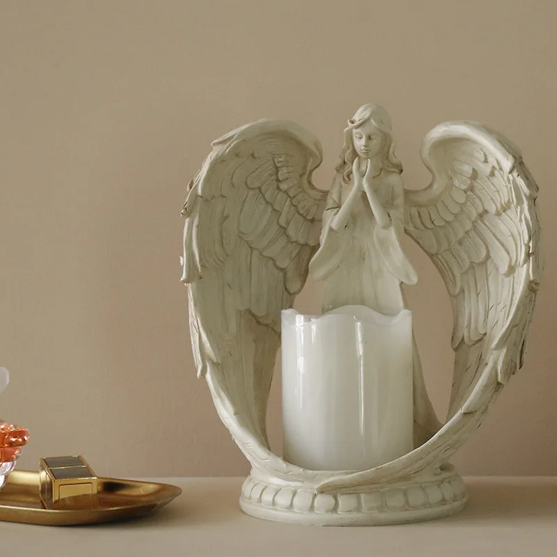 WW resin angel electronic candle holder living room bedroom TV cabinet decoration ornament