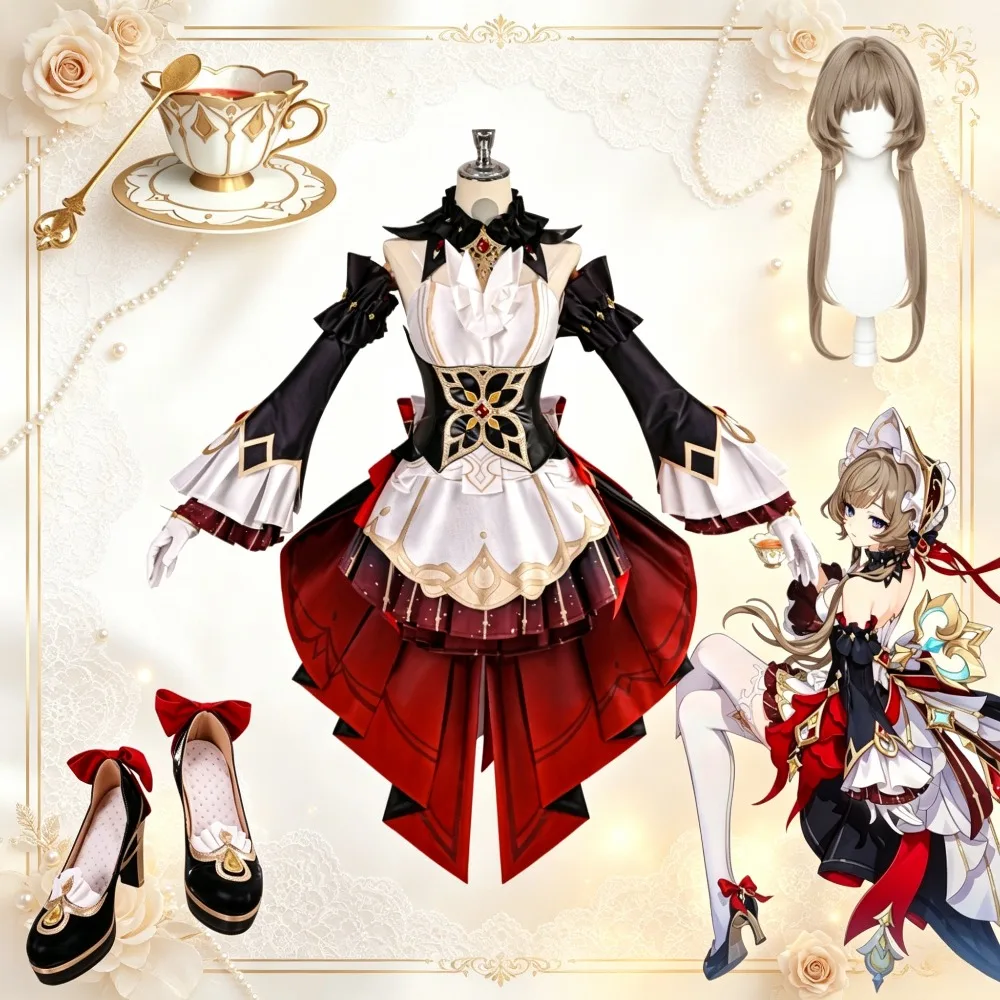 Genshin Impact Sandrone The Marionette Cosplay Costume Full Set with Teacup Prop Game Character Role-Play Outfit Game Cos Suit