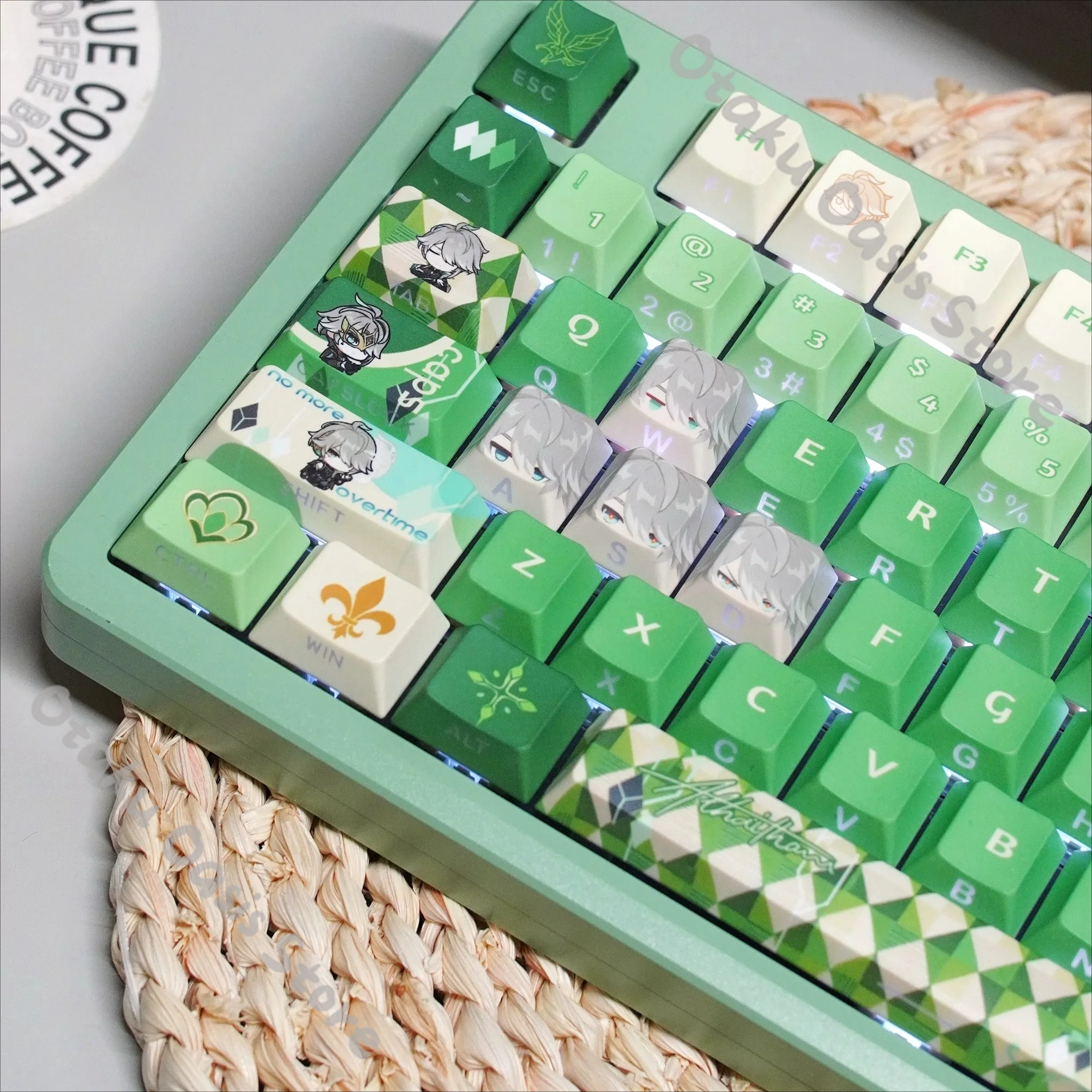 Genshin Impact Alhaitham Cosplay Kforce Keycap 122pcs Keyboard Cap Computer PBT Equipment Ornaments Student Office Gift Kawaii
