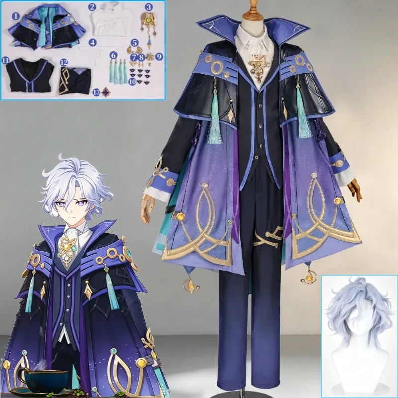 Mitya Snezhnaya Cosplay Costume Genshin Impact Anime Game Full Set Outfit For Men Stage Show Convention