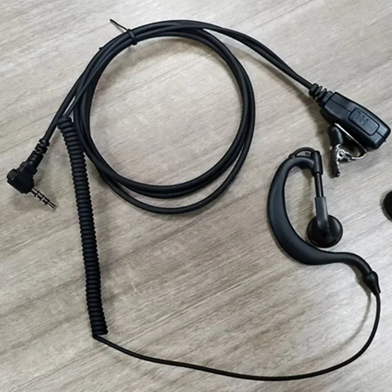 Advanced Police C-Ring Ear Hanger Headset with PTT Mic, 1Pin PTT,Big Knob Earplugs,Earphone Headset Mic, Percompatible for Yaesu