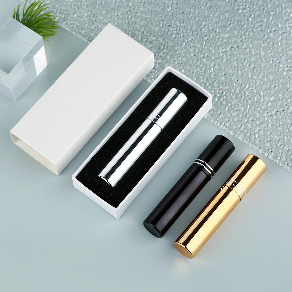 10ml Electroplated Glass Perfume Bottle Refillable Atomizer Fine Mist Empty Spray Bottle Press Type Travel Size With Box 40/50Pc