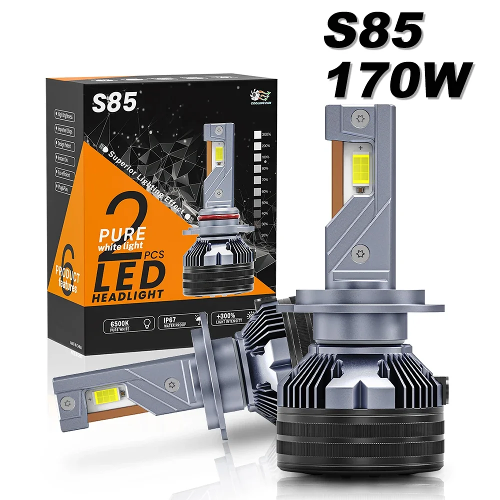 S85 H7 LED Headlamp H1 H11 H4 Car Headlights 3 Copper Tubes 170W Canbus Built-in Load Resistor 9005 9006 HB3 HB4 High Power 3570