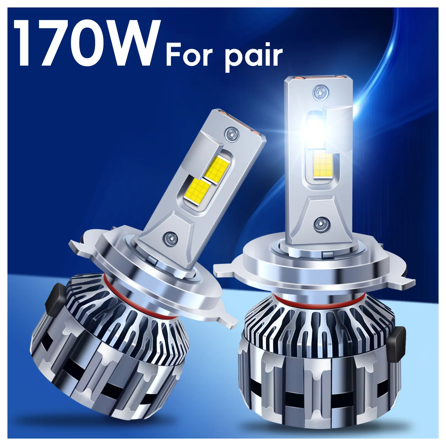 New Dual Copper Tube 170W High Power Car LED Headlights Laser Ultra Bright H7 H1 H11 9005 H7 LED H4 LED Bulbs