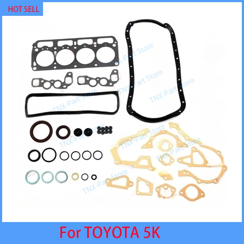 5K Full Gasket Set Kit For TOYOTA Liteace 1.5L 1486cc Piston Ring 04111-13046 Cylinder Head Gasket Overhaul Rebuild Kit