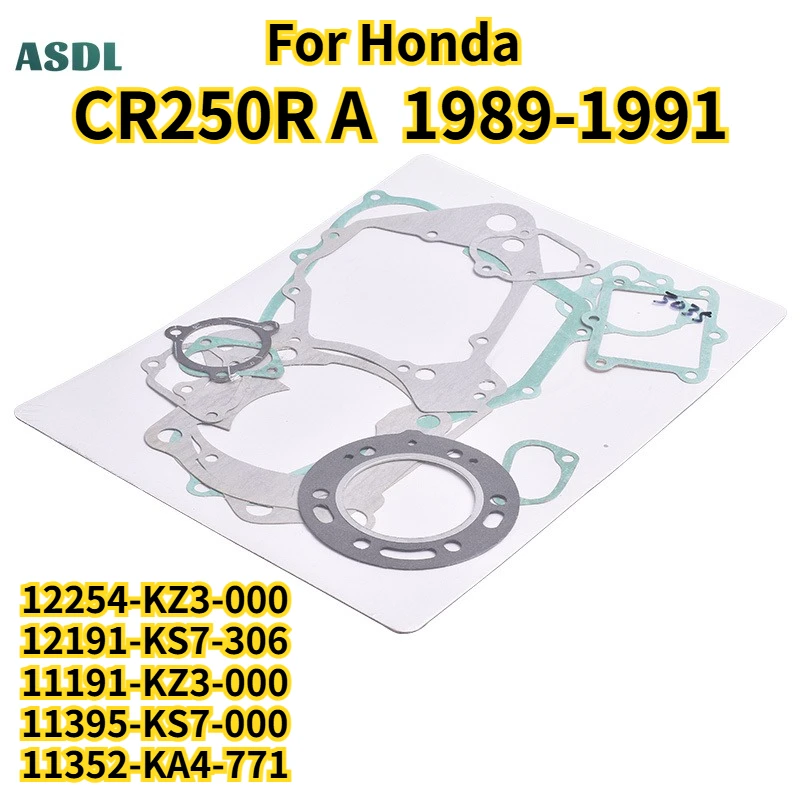 250cc Motorcycle Engine Full Cylinder Head Complete Overhaul Gasket Mat For Honda CR250R A 1989 1990 1991 CR 250 12254-KZ3-000