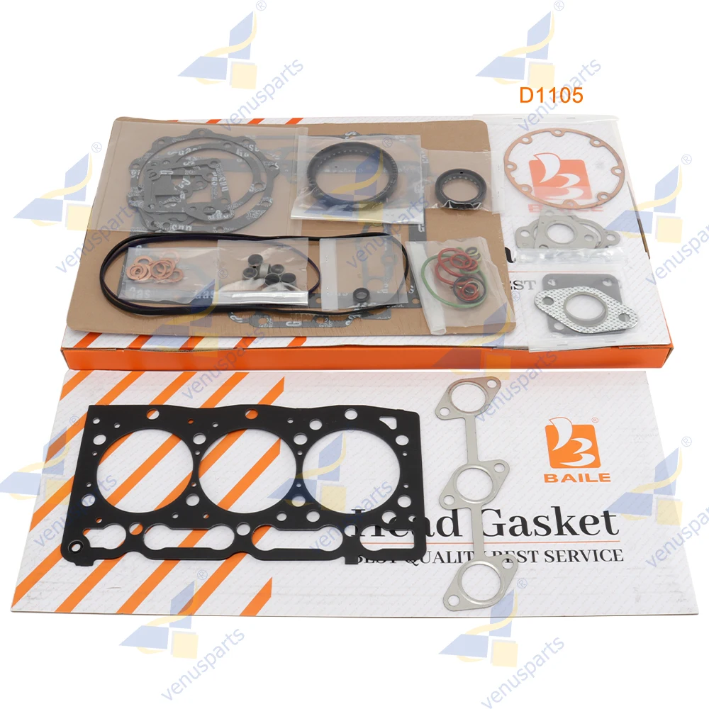 For Kubota D1105 Full Gasket Kit Set With Cylinder Head Gasket Engine Overhaul Rebuild Kit