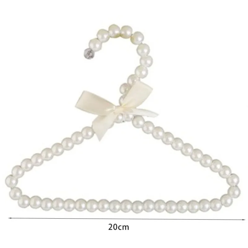 5Pcs Ribbon Bowknot Clothes Hangers Faux Pearl Bow Clothes Hangers Hook for Pet Dog Cat Children Kids Women Space Saving Hooks