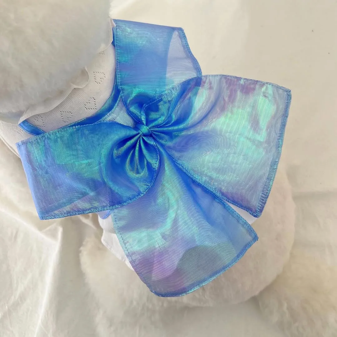 Summer Solid Color Pet Clothes Small and Medium Dogs Big Bowknot Dress Teddy Soft Pullover Bichon Frise Cat Pretty Skirt