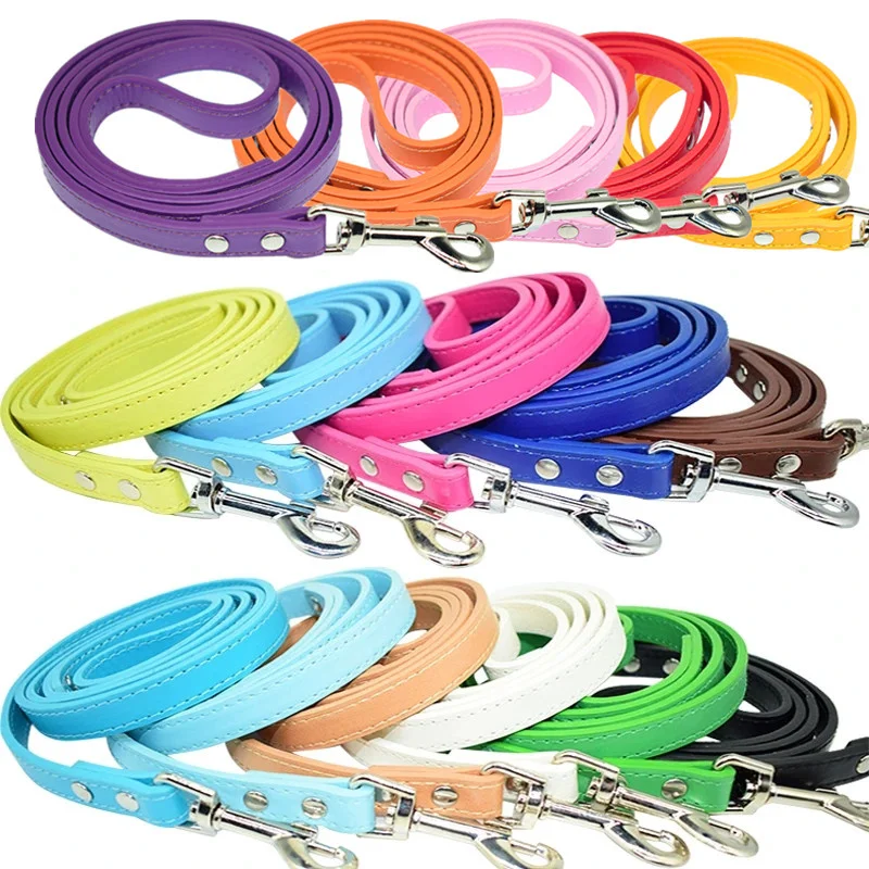 Leather Dog Leash Pet Dogs Leashes 16 Colors Solid Dog Training Leashes for Large Medium Small Dogs Lead Rope Puppy Dog Supplies