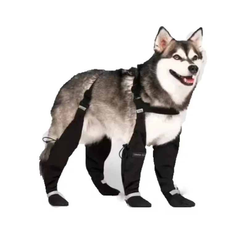 Winter Waterproof Dog Boots Anti-Slip Pet Shoes Elastic Band Reflective PU Solid Pattern