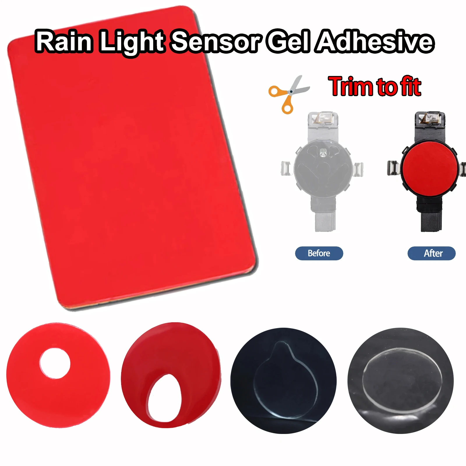 Car Rain Light Sensor Gel Adhesive FILM Silicone Cushion Pad Windscreen Windshield Chip Repair Kit Tape Accessories Universal
