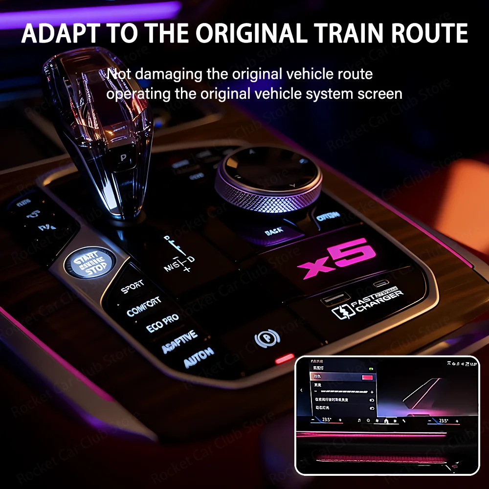 For BWM 3/4Series G20 G22 G26 G28 X3 X4 X5 Car Lnterior Modification LED 11 Color Ambient Light Center Console Docking Station