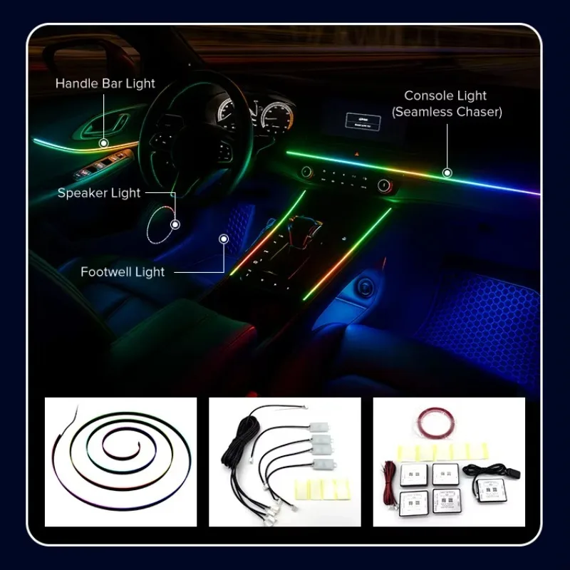 New Design   Car Ambient Light Led with APP Control Colorful Lighting for Universal Fitment-Romantic Atmosphere