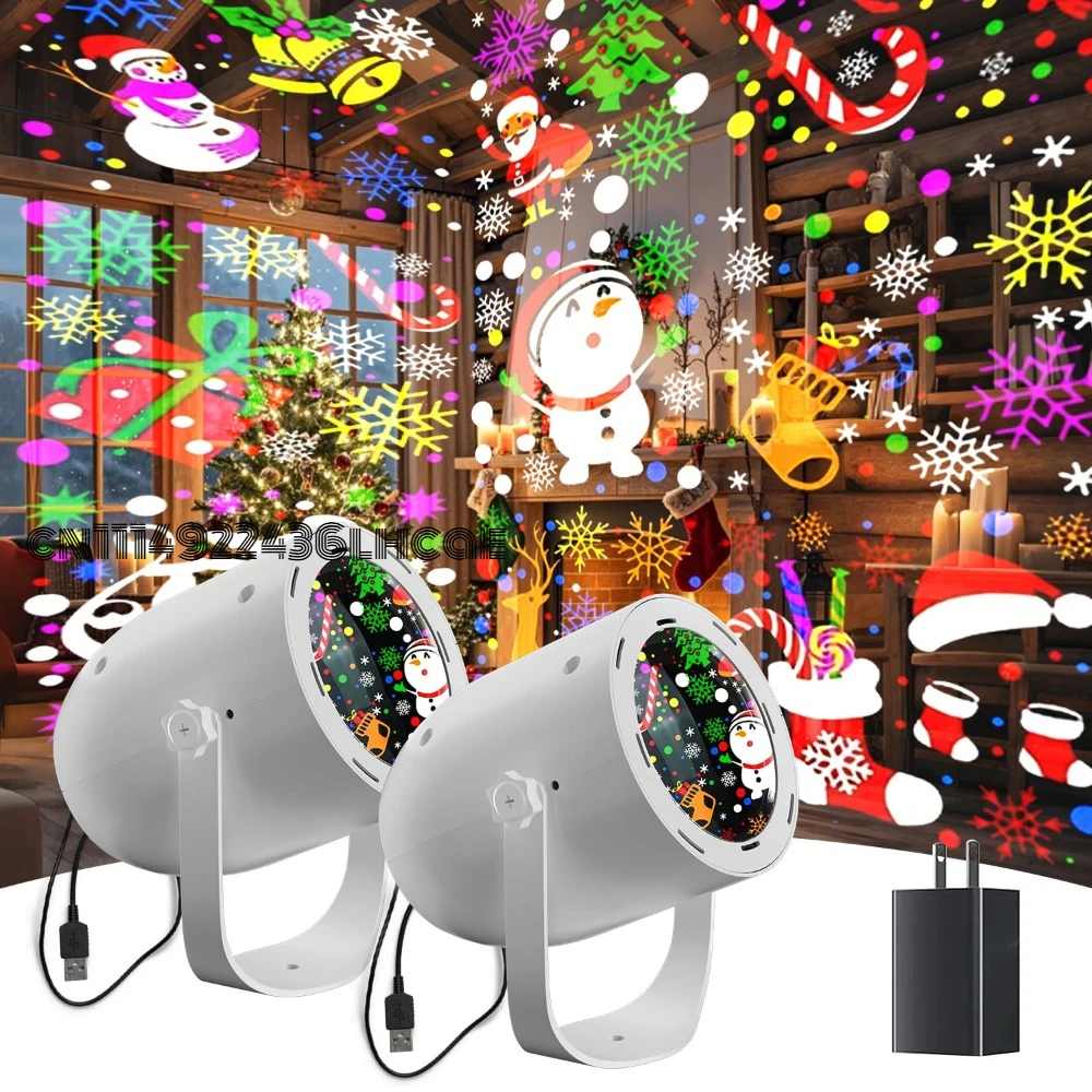 Christmas Projector Lights, 9 Patterns Auto-Rotating LED Holiday Projector with Colorful Snowflake & Christmas Projections