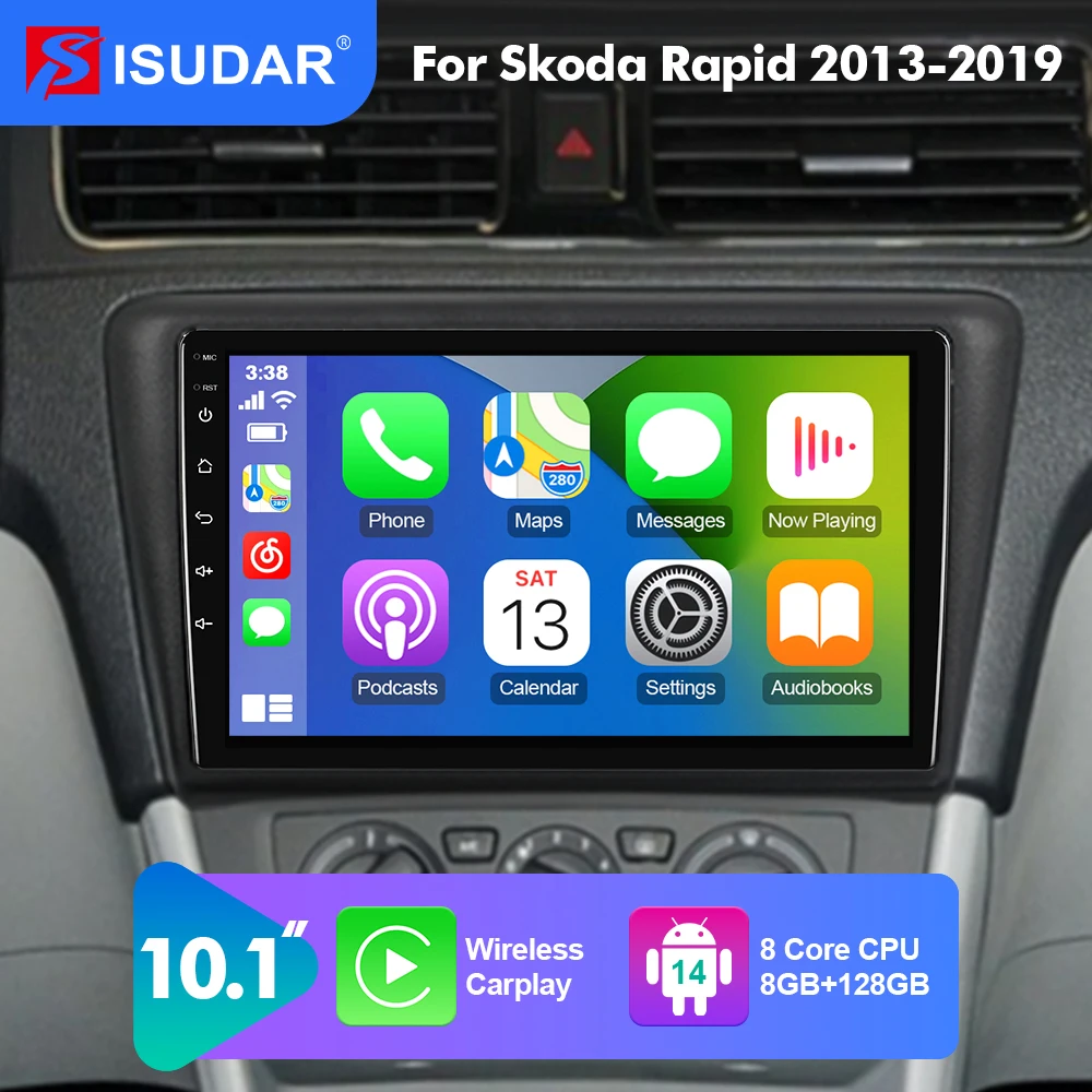 2026 new! 10.1 Inch Android 14 Car Radio For VW Skoda Rapid 2013-2019 Carplay Auto Stereo camera 2 din 8 CORE QLED voice contol