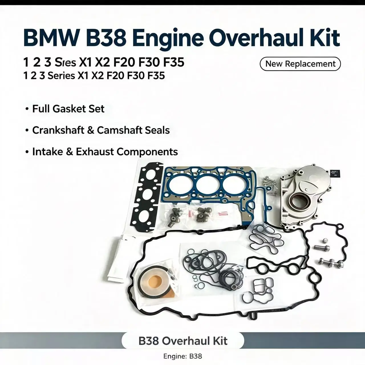 For BMW mini B38A15 1.5 engine parts complete overhaul kit 118i 218i 318i F20 F30 F56 X1 cylinder head complete set of gaskets