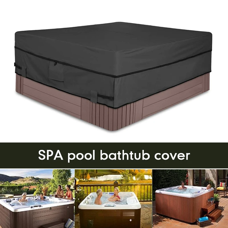 Square Spa Hot Tub Dust Cover Bathtub Swimming Pool Waterproof Outdoor Sunshade Falling Leaf Protector Cover Garden Courtyard