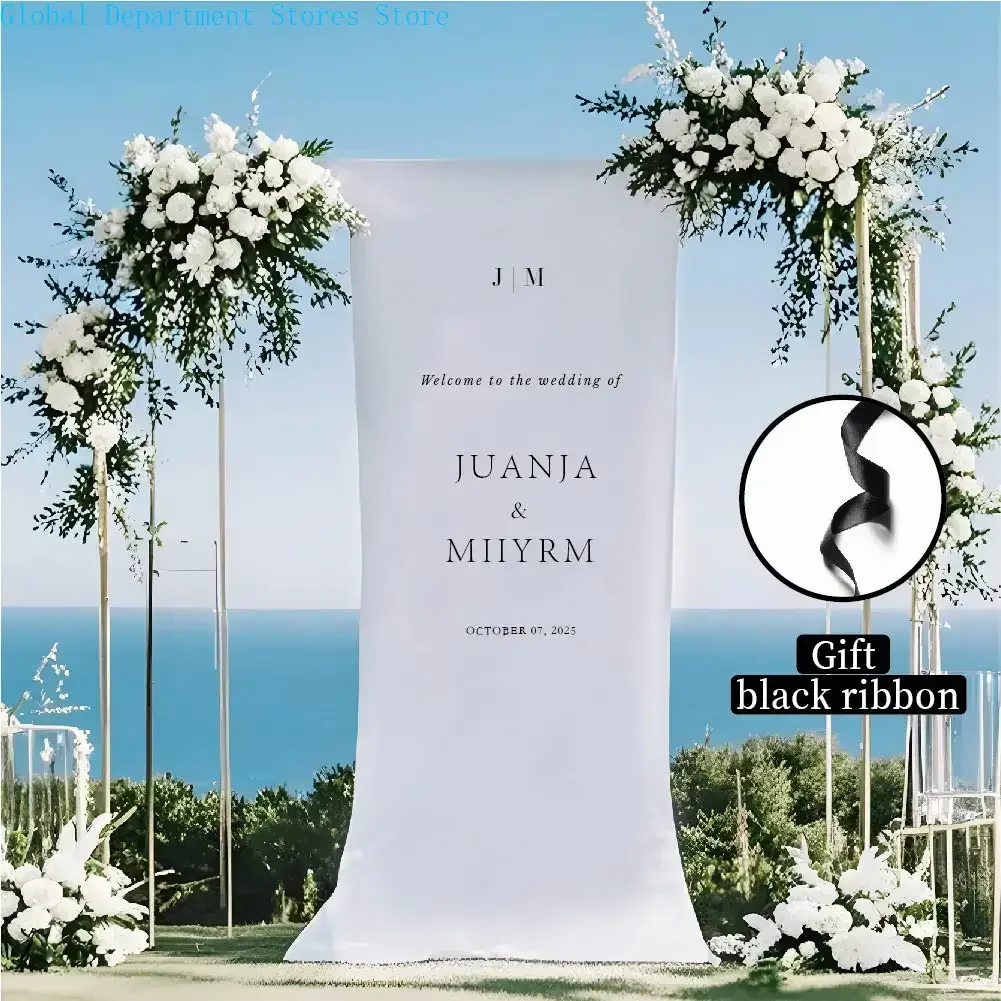 Personalized Wedding Customization, Ultra-Soft Velvet Fabric, Welcome Sign, Wedding Sign Fabric, Wedding Sign, White, Event Deco
