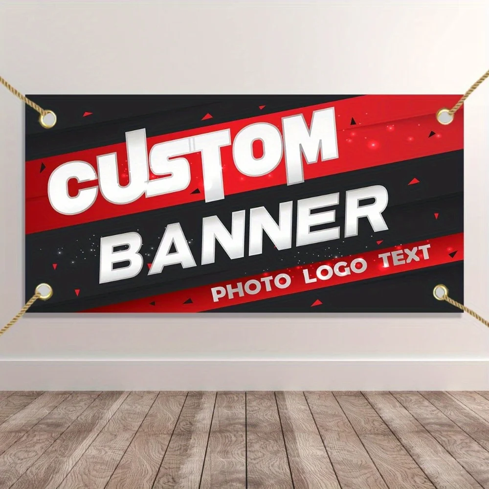 1pc Custom 2x4FT Banners And Signs for Outdoor/ Indoor, with 4/ 6 Grommets, Business Birthday Polyester 60x120cm Fence Banner