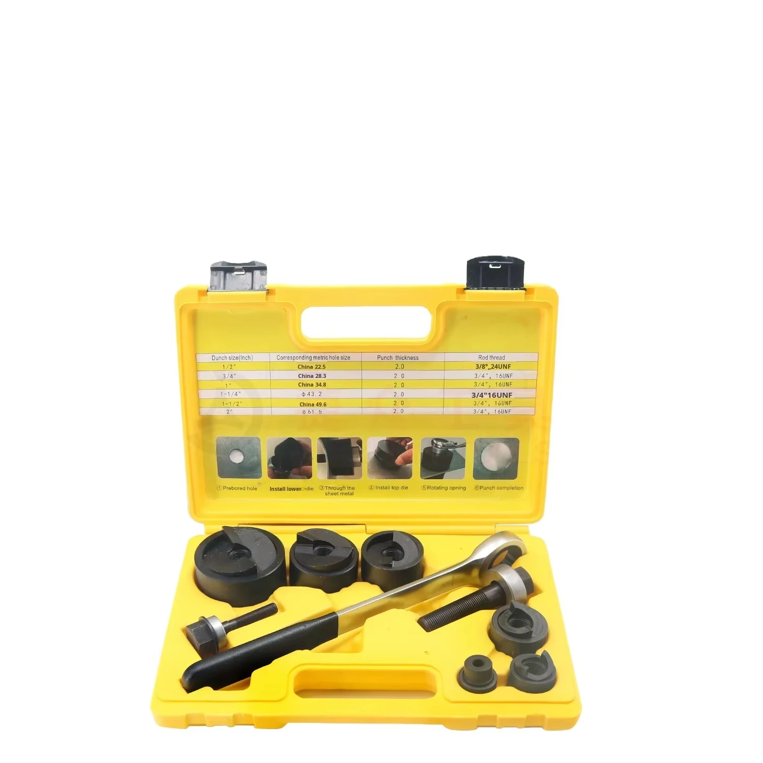 JK-60 Manual Hydraulic Hole Saw with Ratchet Wrench 22.5-61.5mm Mechanical Range for Hole Cutting