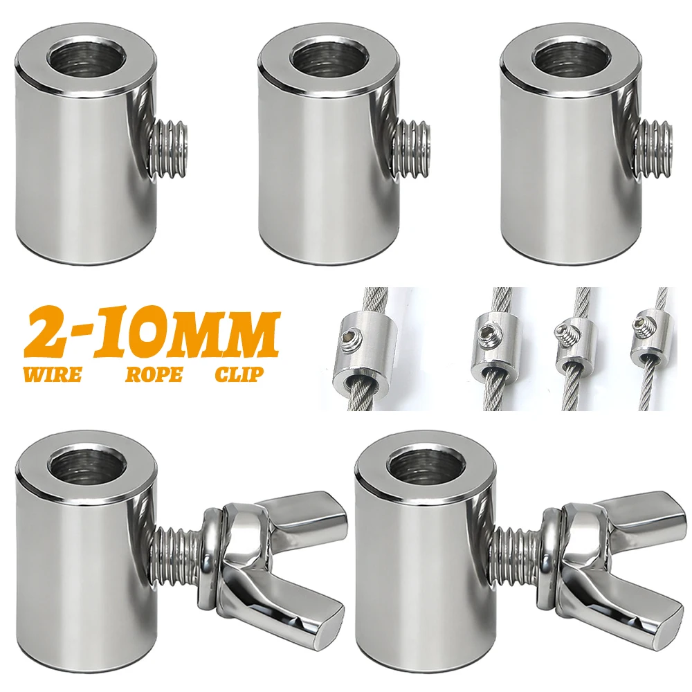 Wire Rope Clips 304 Stainless Steel 2-10mm-Hexagon Screw (Wrench) & Butterfly Buckle Single/Double Fasteners for Lifting Rigging