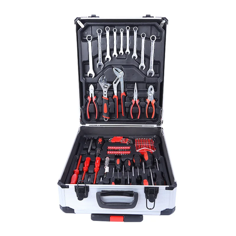 A187-piece manual mechanical ratchet wrench sleeve combination tool hand kit for automotive, motorcycle, and bicycle maintenance