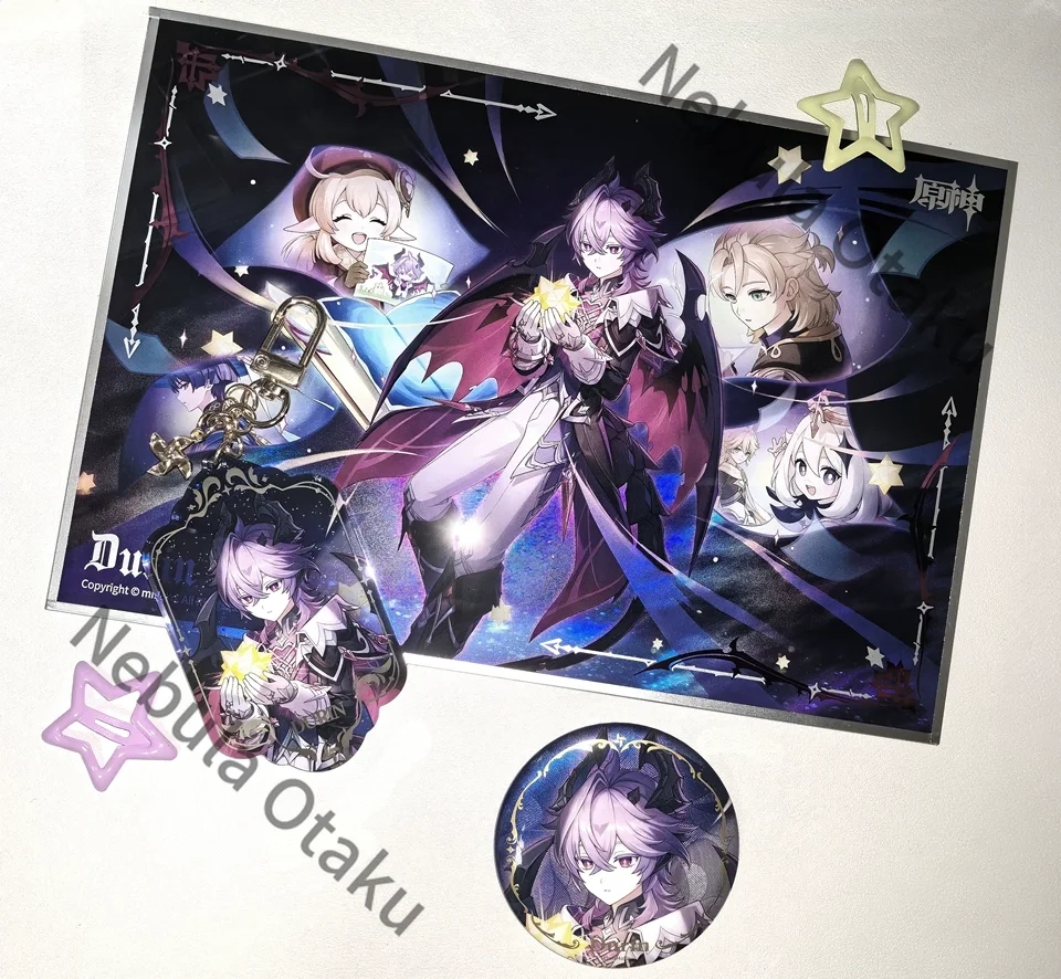 Genshin Impact Columbina Durin Tinplate Badge Pendant Keychain Coloured Paper Cosplay Official Quality Goods Souvenir Gift Anime
