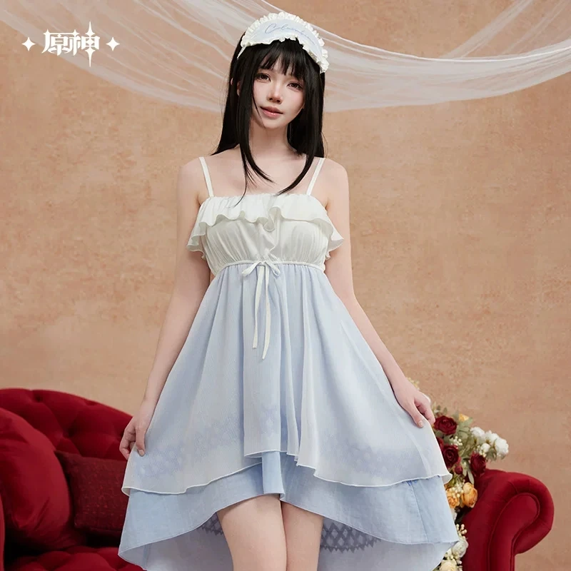 [Original] Moon Maiden Columbina Midnight Tea Cha Series Nightgown Genshin Impact Damselette Cosplay Costumes Dress Eye Mask Set