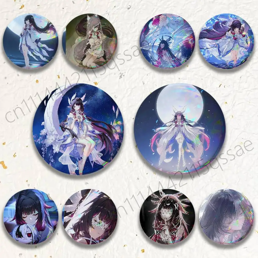G-Genshin Columbina 25mm 75mm 44mm 58mm 32m Coin Badges Personalized Handmade Round Brooches Pins Accessory