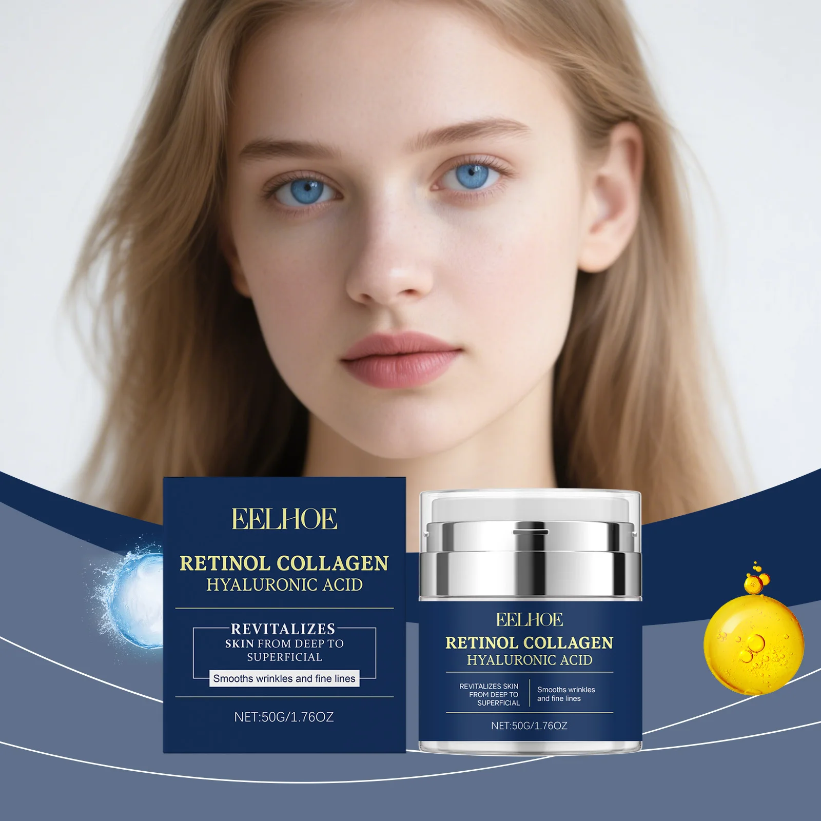 EELHOE Retinol Collagen Cream Wrinkle Remover Reduce Fine Lines Tighten Skin Firming Hyaluronic Acid Lifting Facial Moisturizer