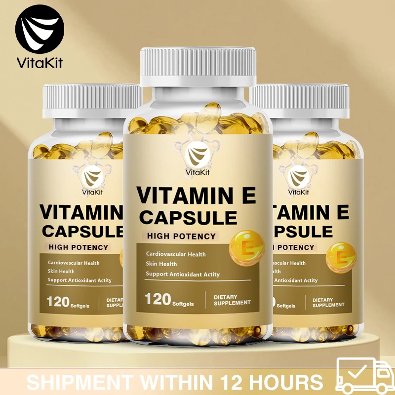 Vitamin E Capsules For Face Skin Hair Boosts Immunity, Anti-Aging, Reduces Wrinkles Non Gmo