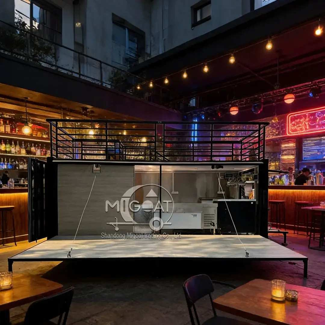 Mobile Container Bar Restaurant with Stage Kitchen And Rooftop for Events And Catering Pop-up Bar