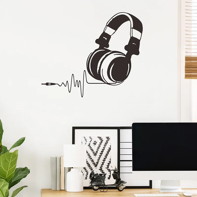 Creative Gaming Headset Wall Sticker Bedroom Background Decoration Mural Children's Room Decor Self-adhesive Personalized Decals