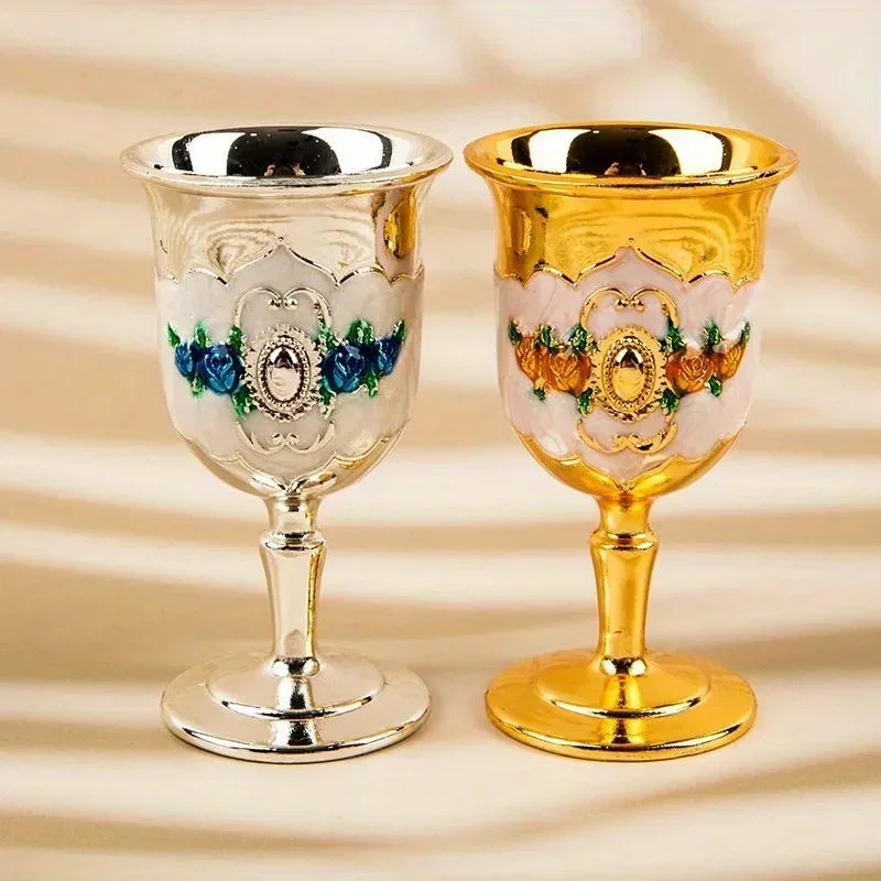 1PC 30ml Metal Wine Glasses Wine Cup Goblet Vintage European Style Champagne Cocktail Glasses Bar Home Decor Drinkware