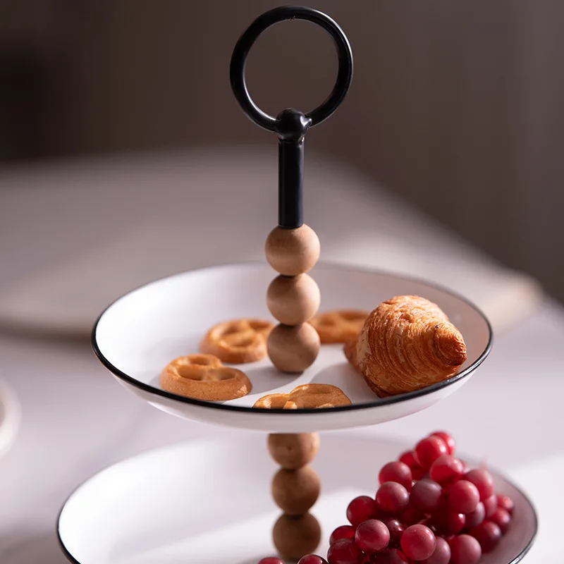 Hotel front desk double tray, log beaded fruit plate, white wrought iron decoration