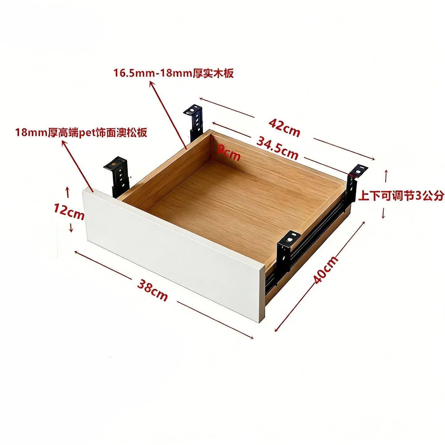 Log color, white, self-made workstation, slide drawer under the office table, with lock, hanging storage drawer