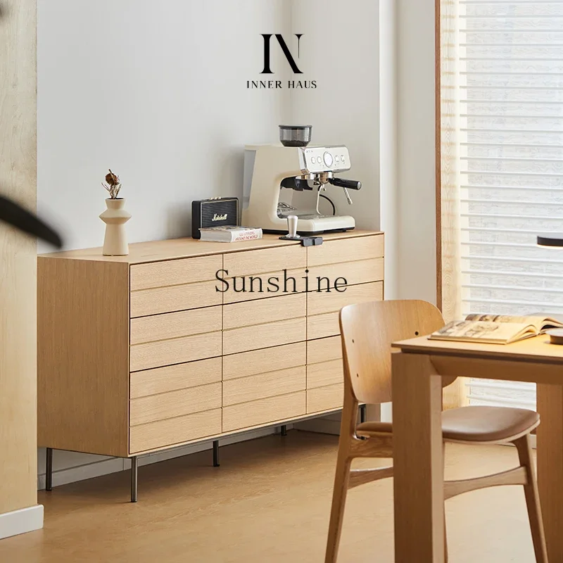 Japanese-style log wind nine chest cabinet modern simple living room white oak locker  FT