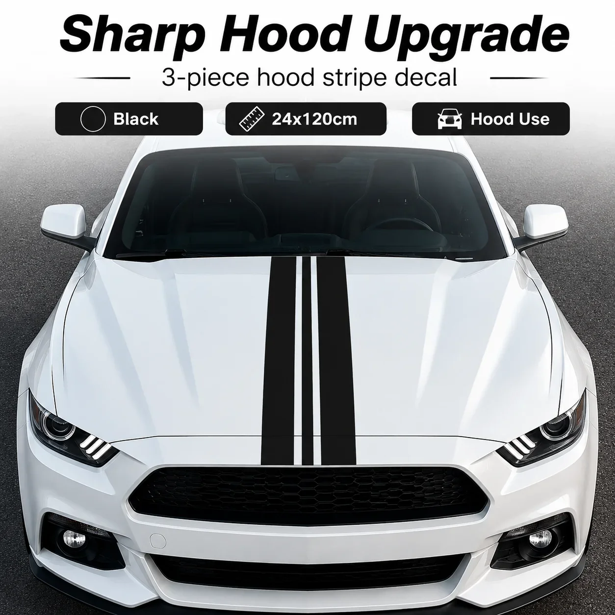 Car Hood Racing Stripe Decal Dual Stripes Vinyl Sticker Set Waterproof Auto Body Decoration DIY Car Styling for Sedan Coupe SUV