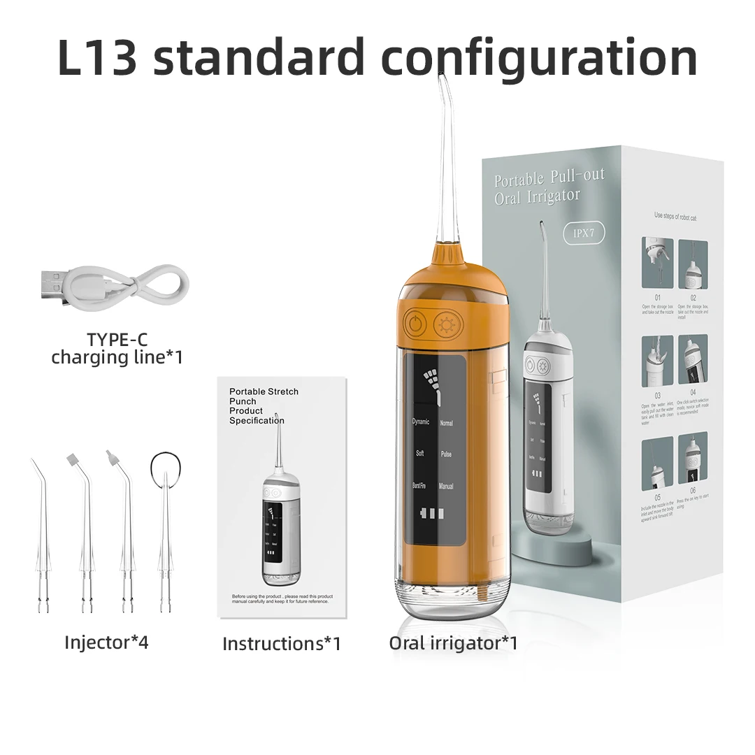 Intelligent Portable Dental Water Jet 6 Modes Pull-out Oral Irrigator Water Flosser Rechargeable For Teeth IPX7 Waterproof 180ML