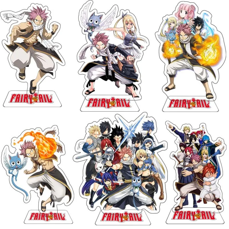 15cm FAIRY TAIL 100 YEARS QUEST Etherious Figure Acrylic Stand Lucy Heartfilia Statue Erza Scarlet Desk Ornament Toys Collection